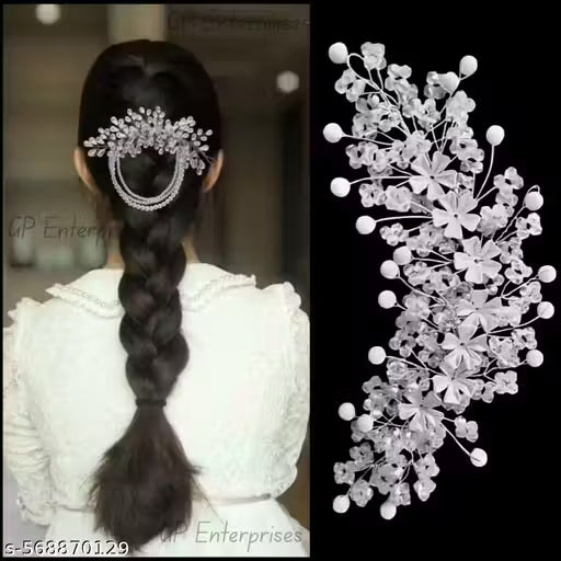 White Beauty Combo : White Latkan Tiara & White Tiara For Women/Girls