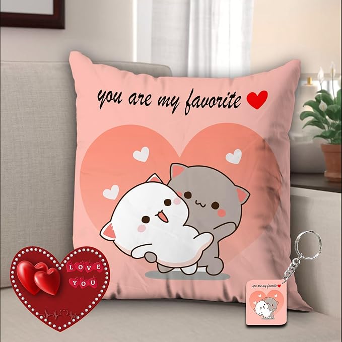 Peach and Goma Mochi Cat 200 TC Pillow Cushion