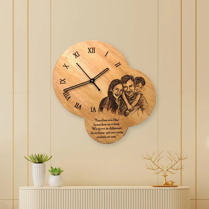 Wooden Engraved Clock