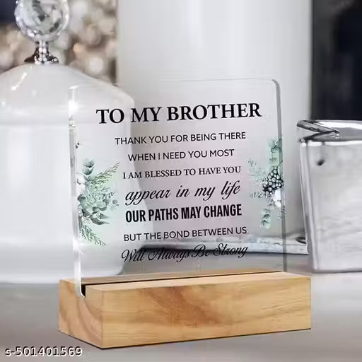 Brother Decorative Signage, Acrylic Desk Plaque with Wood Stand, 5x4 inches