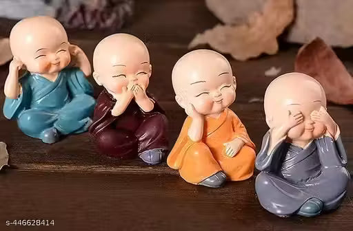 4 Pieces Monk Statue