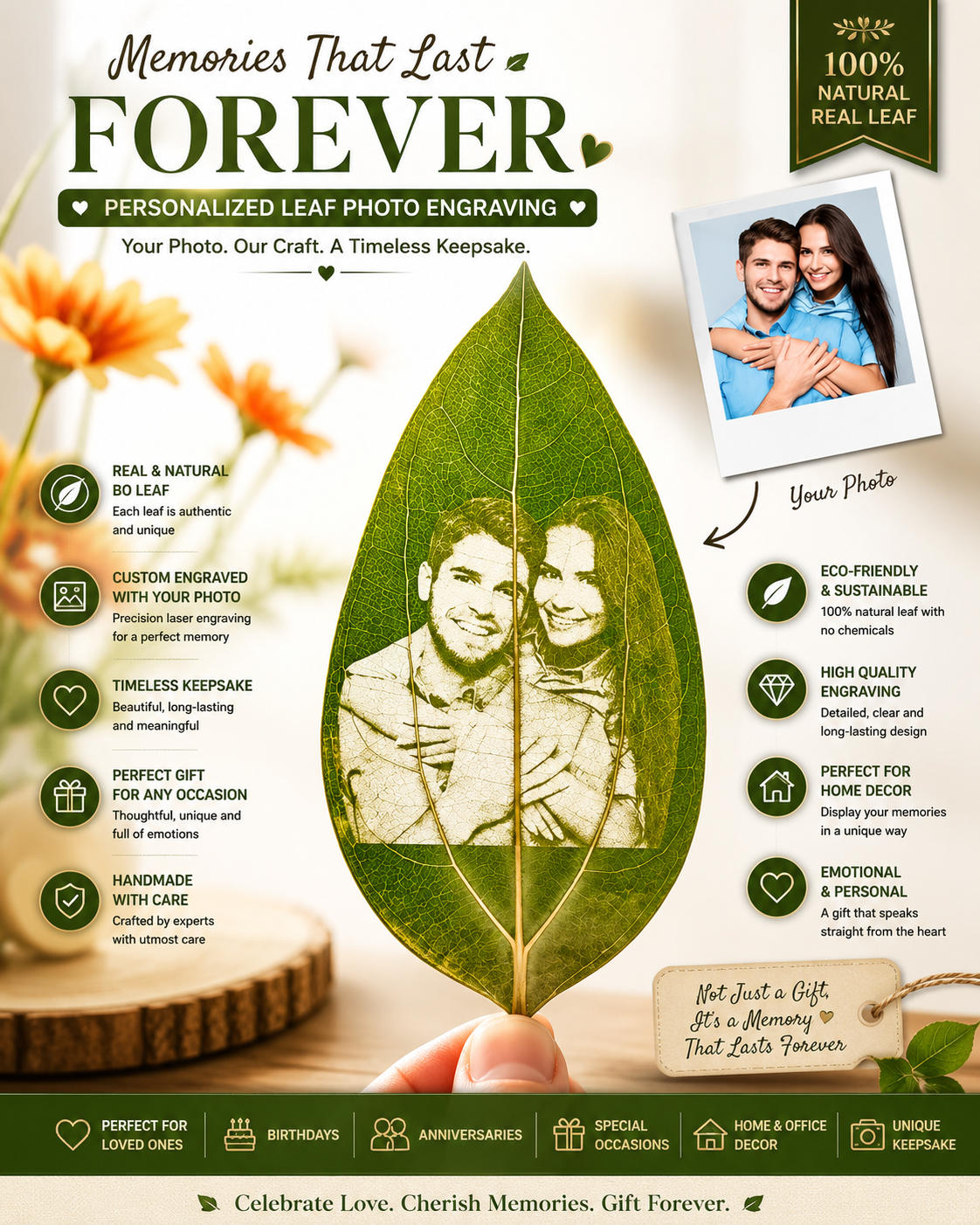 Personalized Leaf Photo Engraving