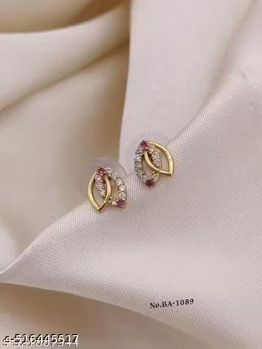 Micro Work Gold Plated American Studded Classic Stud Earrings