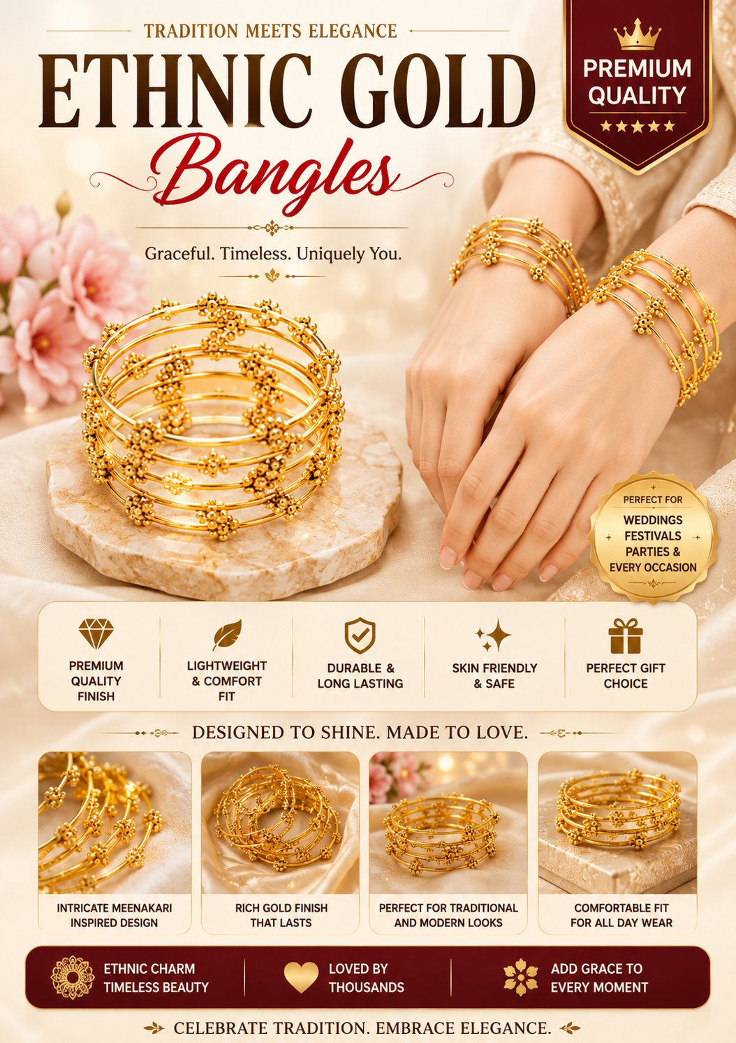 Ethnic Gold Bangles Set