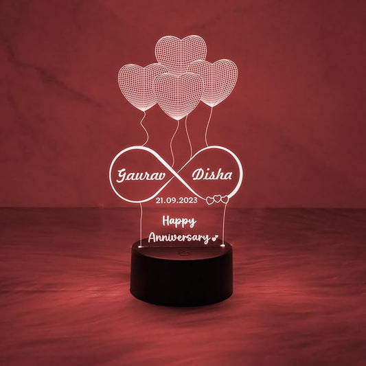 3D Illusion Personalized Heart Table Lamp for Couples
