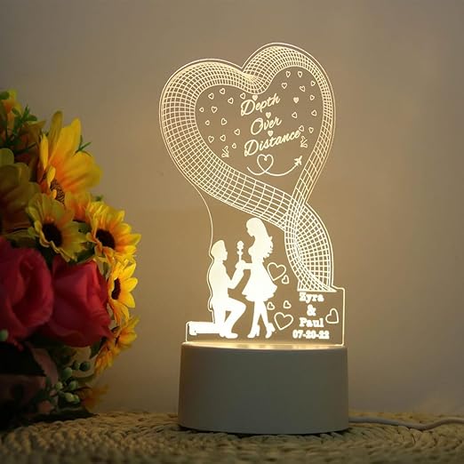 Customized 3D Lamp for Couples – Personalized LED Night Light with Names