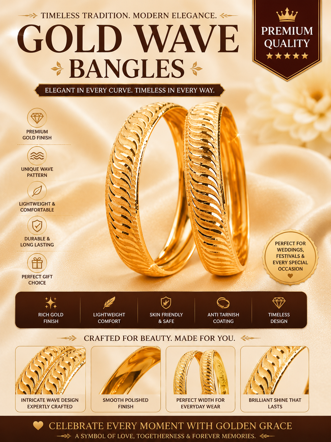 Classic Gold Pattern Bangles