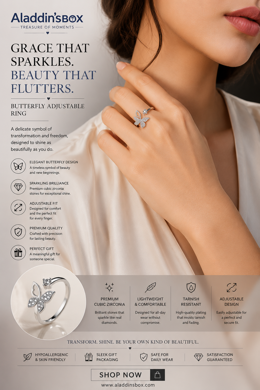 Butterfly Adjustable Ring