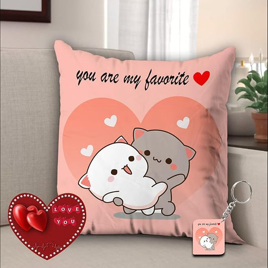 Peach and Goma Mochi Cat 200 TC Pillow Cushion