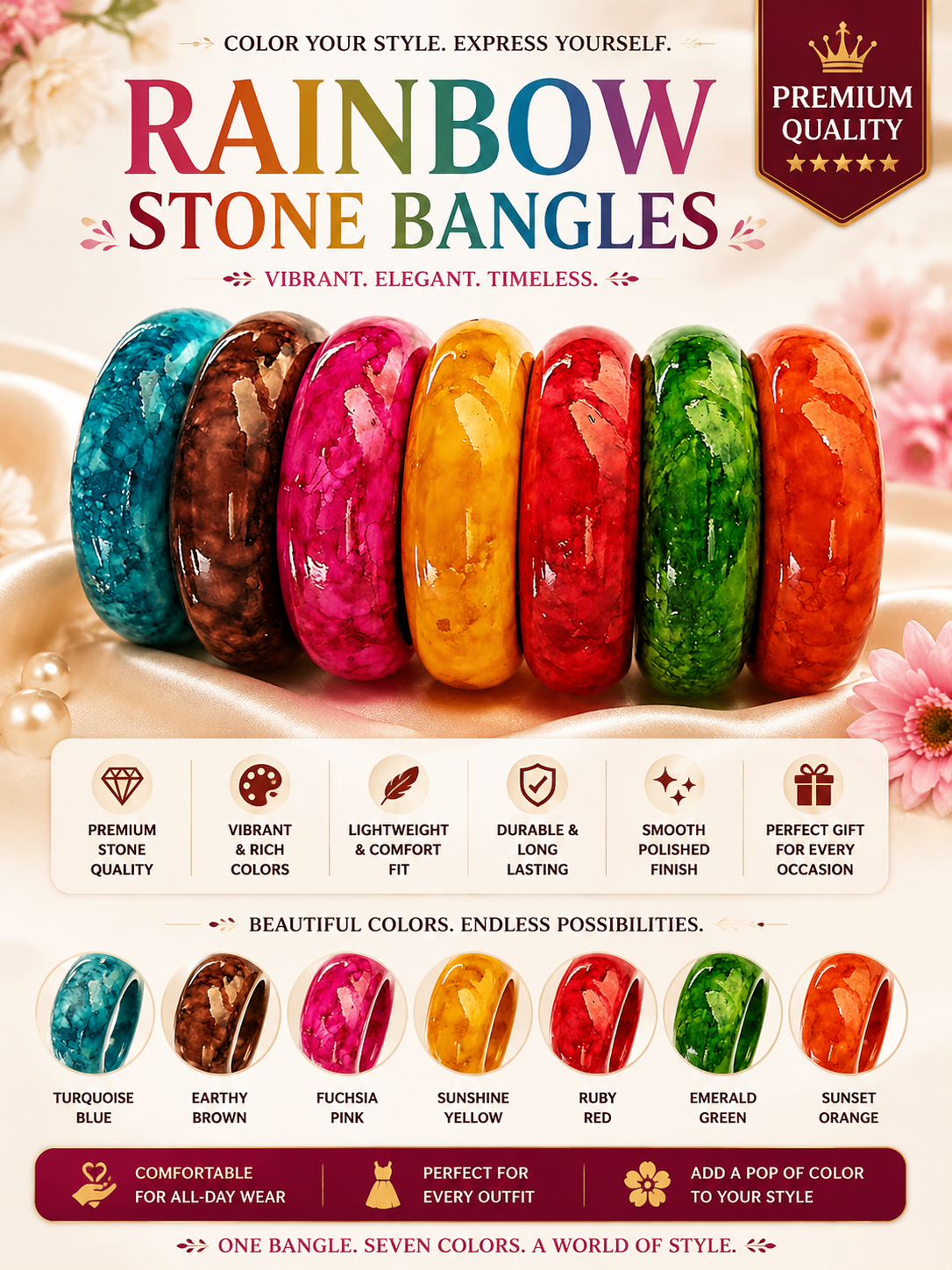 Rainbow Stone Bangles Set