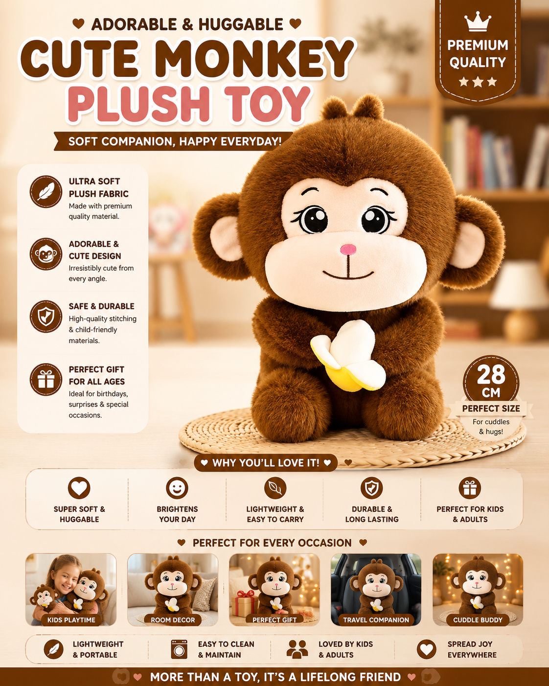 Cute Monkey Plush Toy