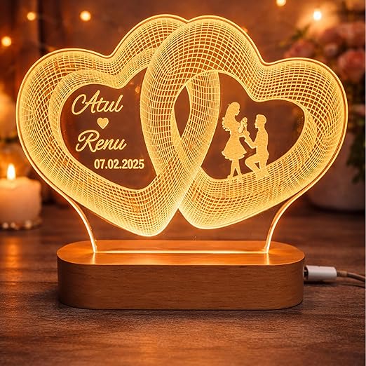 Personalized Infinity Heart LED Lamp for Couple