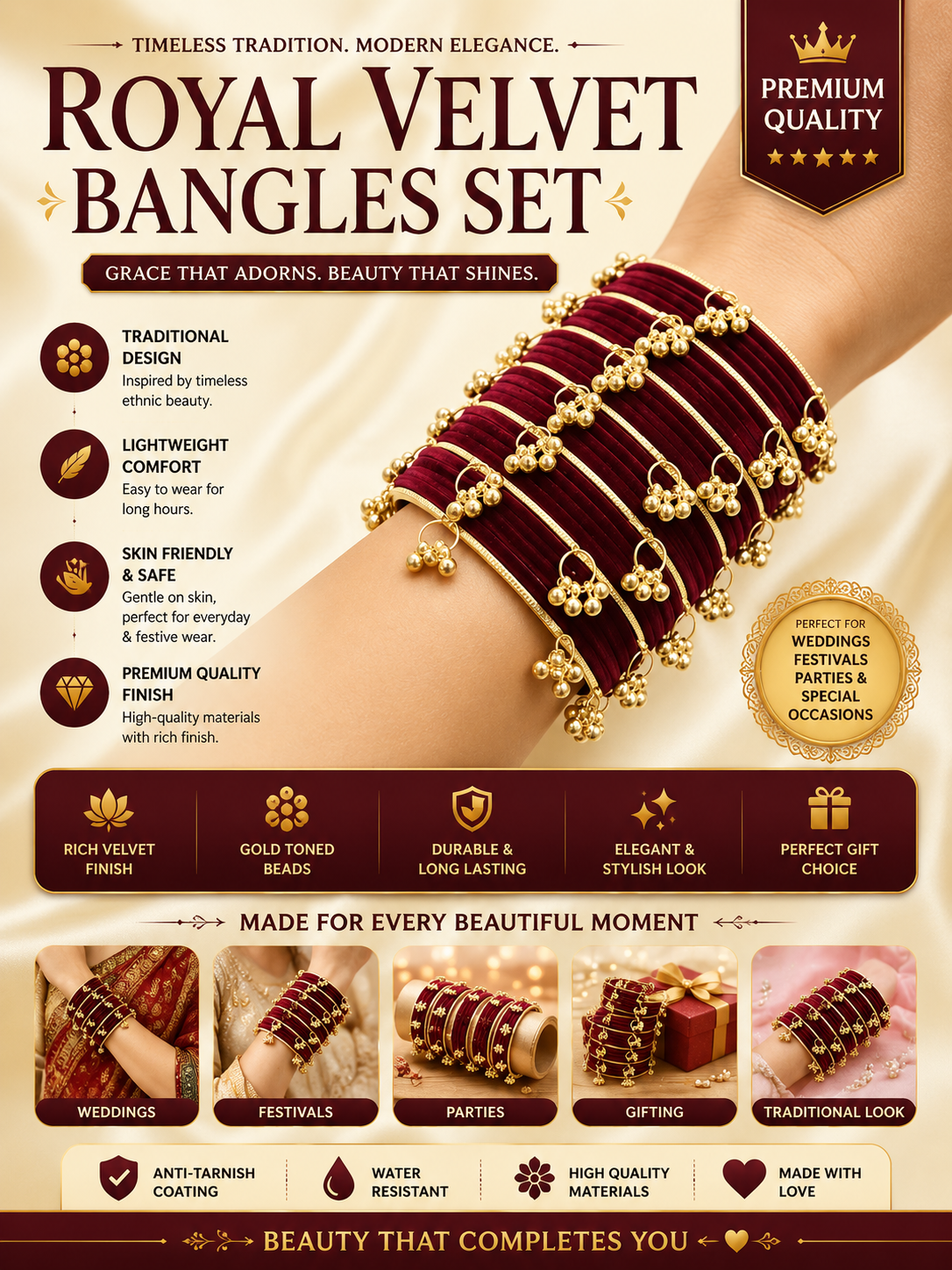 Royal Velvet Traditional Bangles Set