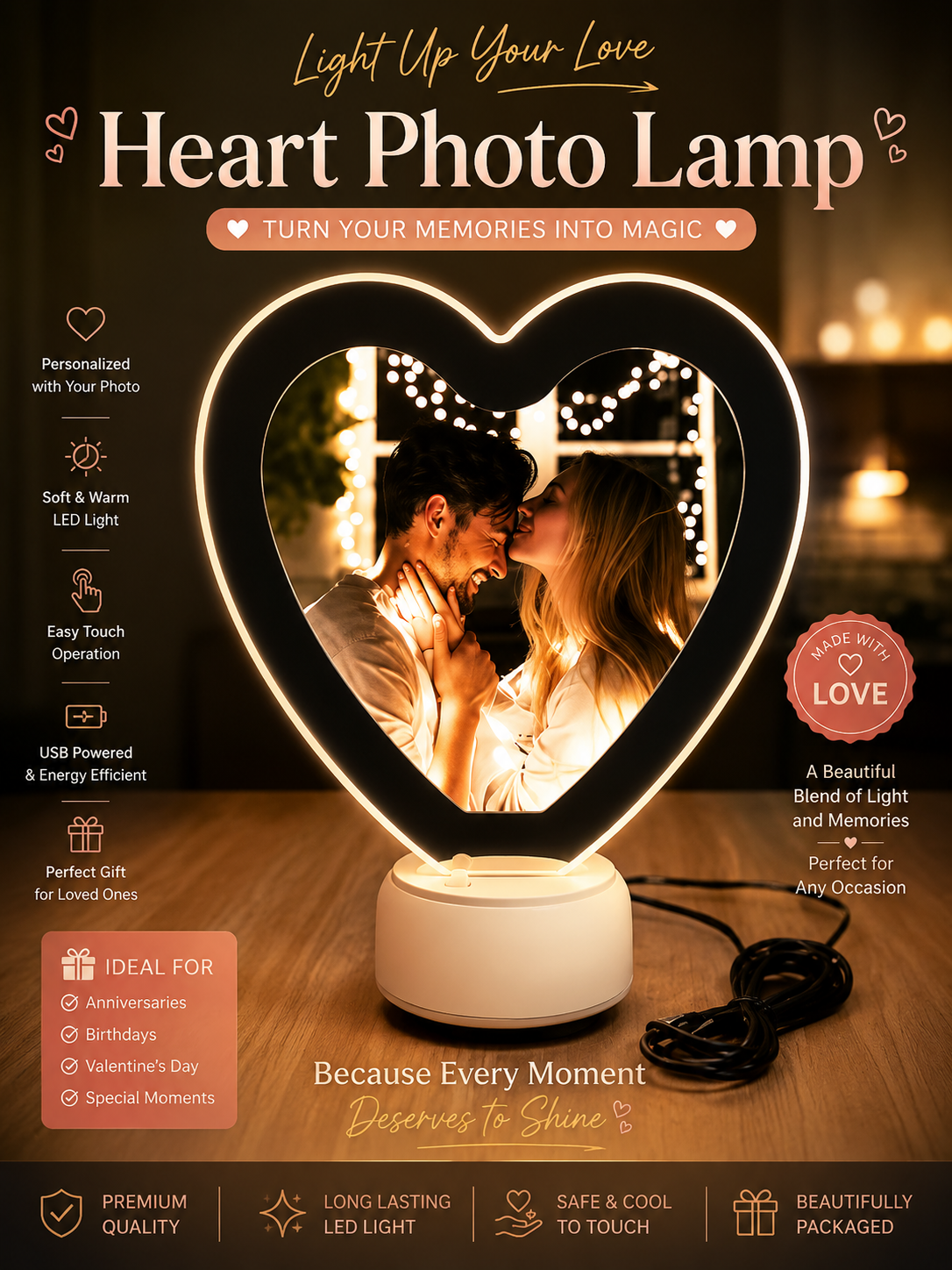 Personalized Heart Photo Lamp