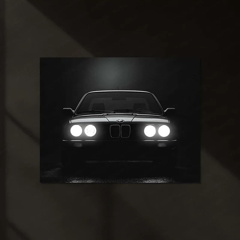 BMW Classic E30 – Icon of Shadows | Retro Performance Legend | Neon LED Metal Frame Poster