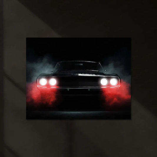 Classic Beast Neon LED Metal Poster | Retro Muscle Car Wall Art | Power & Legacy Illuminated Frame