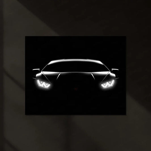 Lamborghini Silhouette – Apex Predator Neon LED Metal Poster | Supercar Glow Edition | Luxury Automotive Wall Art