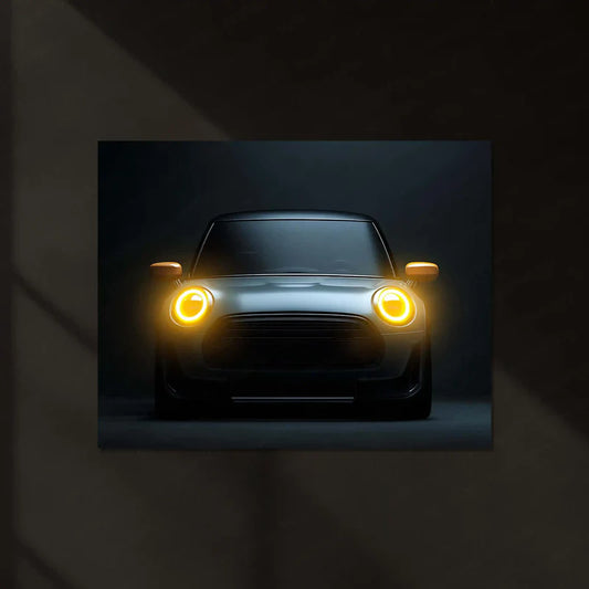 Mini Cooper – The Bright Rebel Neon LED Metal Poster | Iconic Urban Style Car Wall Art | Retro Rebel Edition