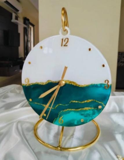 Resin Art Table Clock