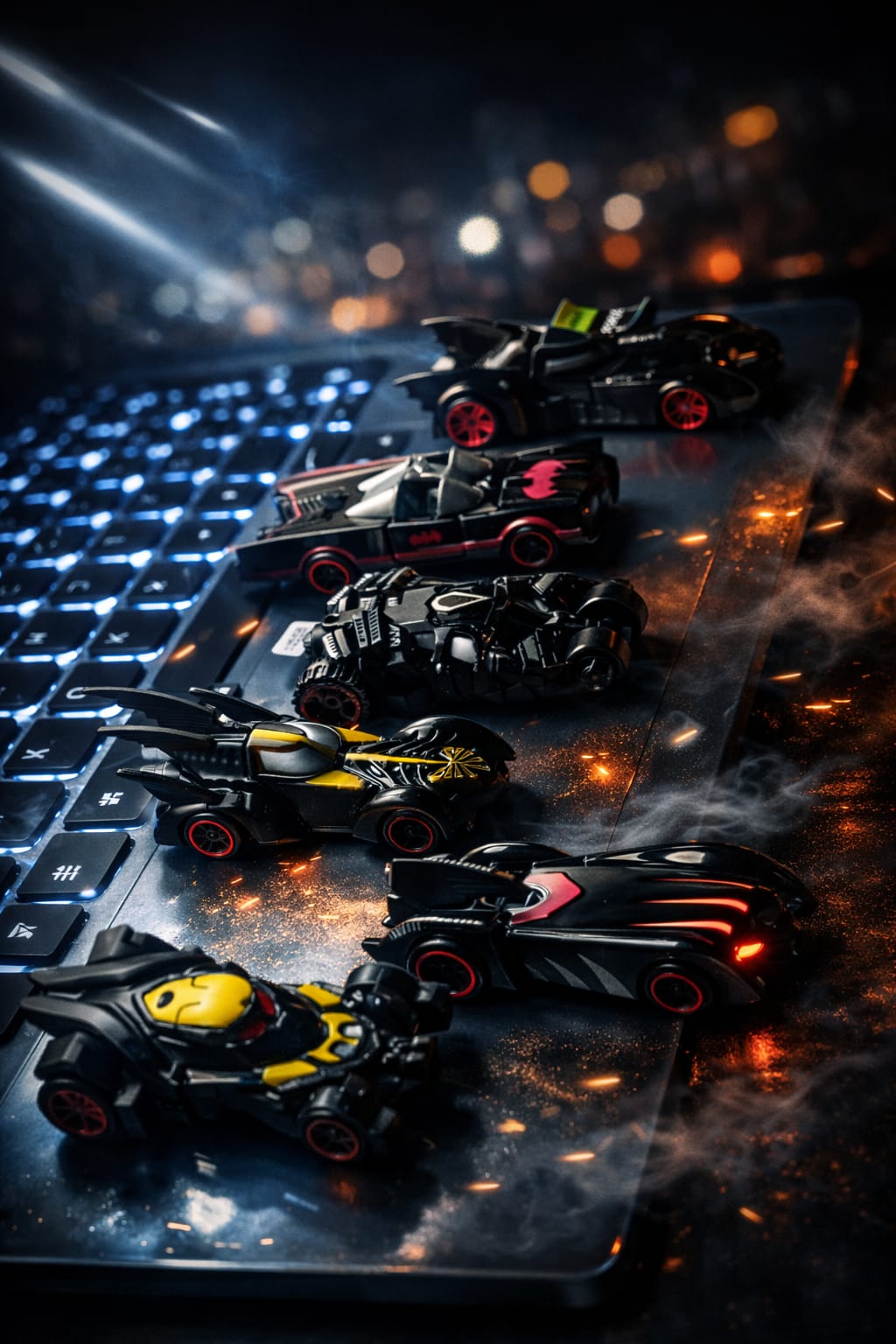 Black Super Hero Mini Metal Die Cast Car Set – Pack of 6 Toy Racing Vehicles