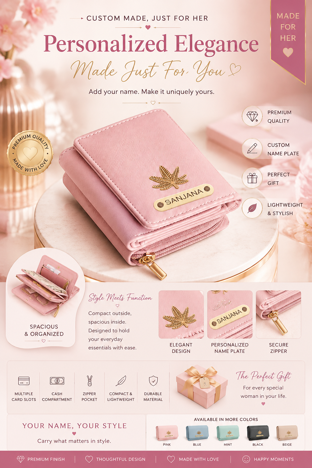 Personalized Women's Mini Wallet