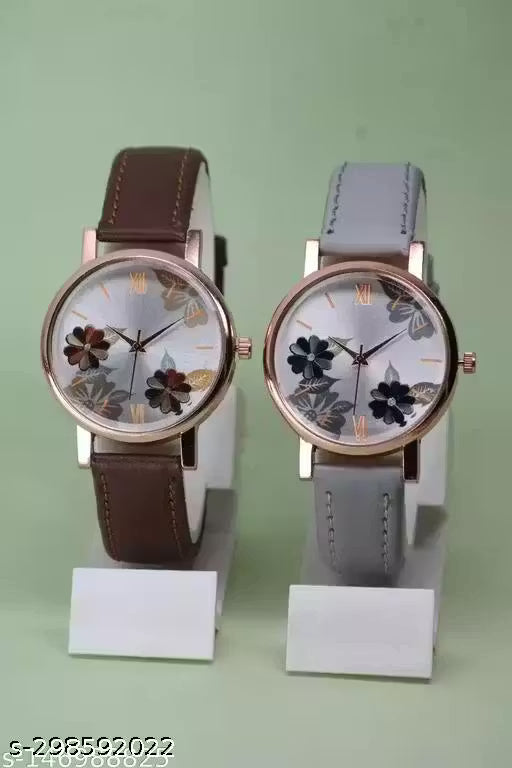 Leather Belt Women Watches Combo Pack of 2