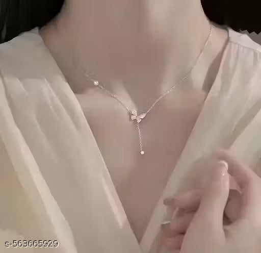 Butterfly tassel necklace collarbone chain niche