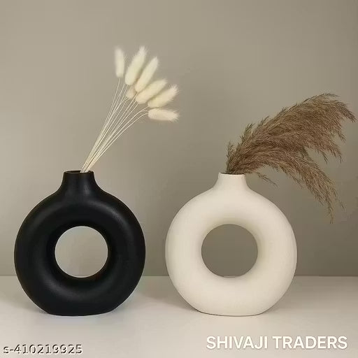 Ring Planter (Pack of 2, 5 Inch, Black and White)