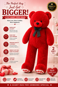 2 Feet Giant Red Teddy Bear