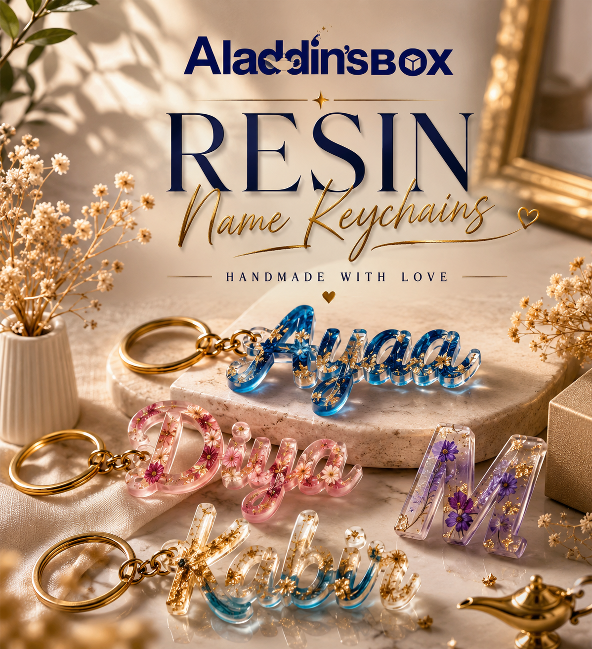 Personalized Resin Name Keychain – Handmade With Love