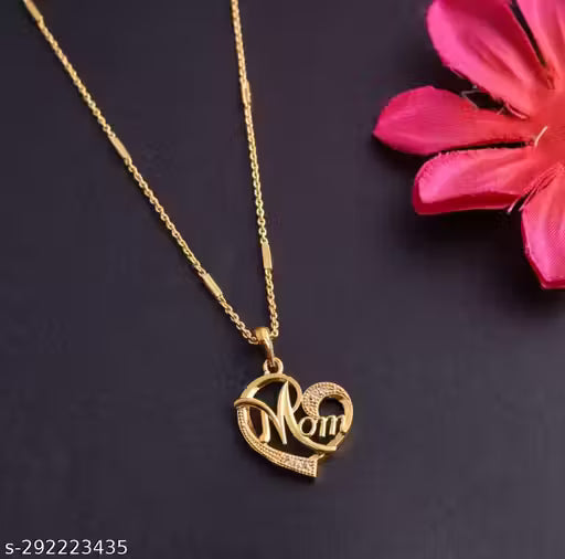 Pendat MOM With HEART shape gold plated chain