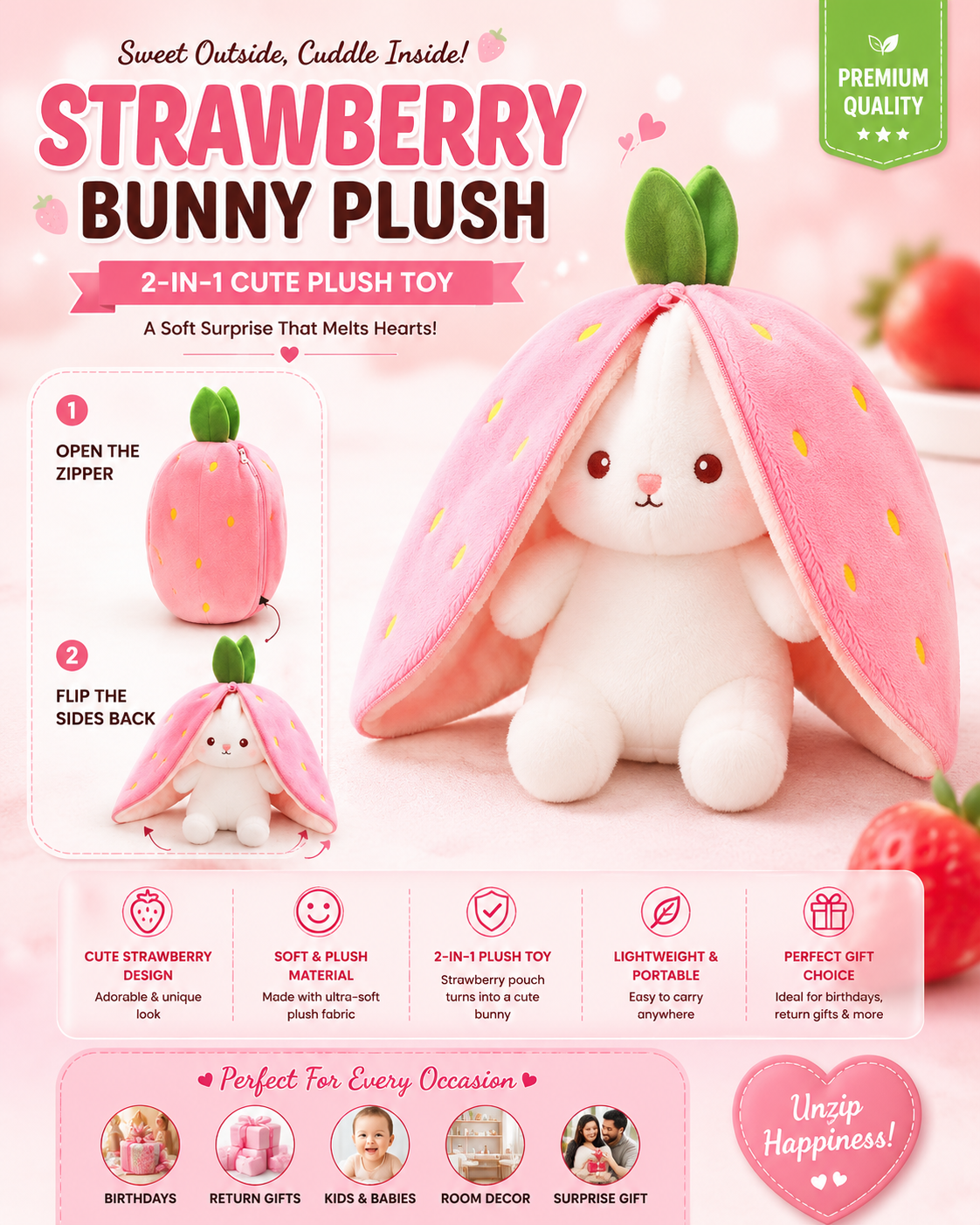 Strawberry Bunny Plush Toy