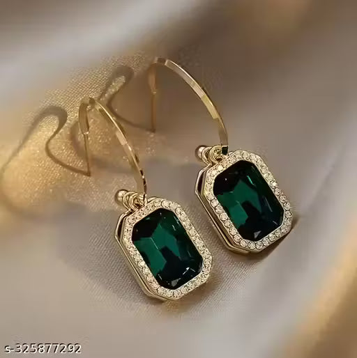 SHASHI Green Crystal Diamond Trendy Earrings