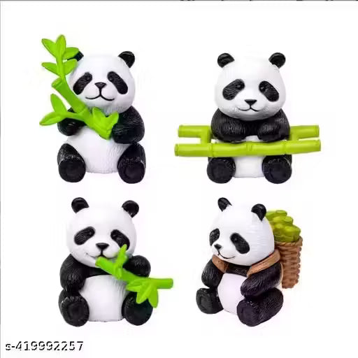 4 Pcs of Panda Miniature with Bamboo