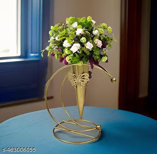 Moon Shape Vase Gold Metal Moon Shape Flower Pot