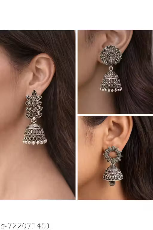 Silver Ethnic Earrings Set